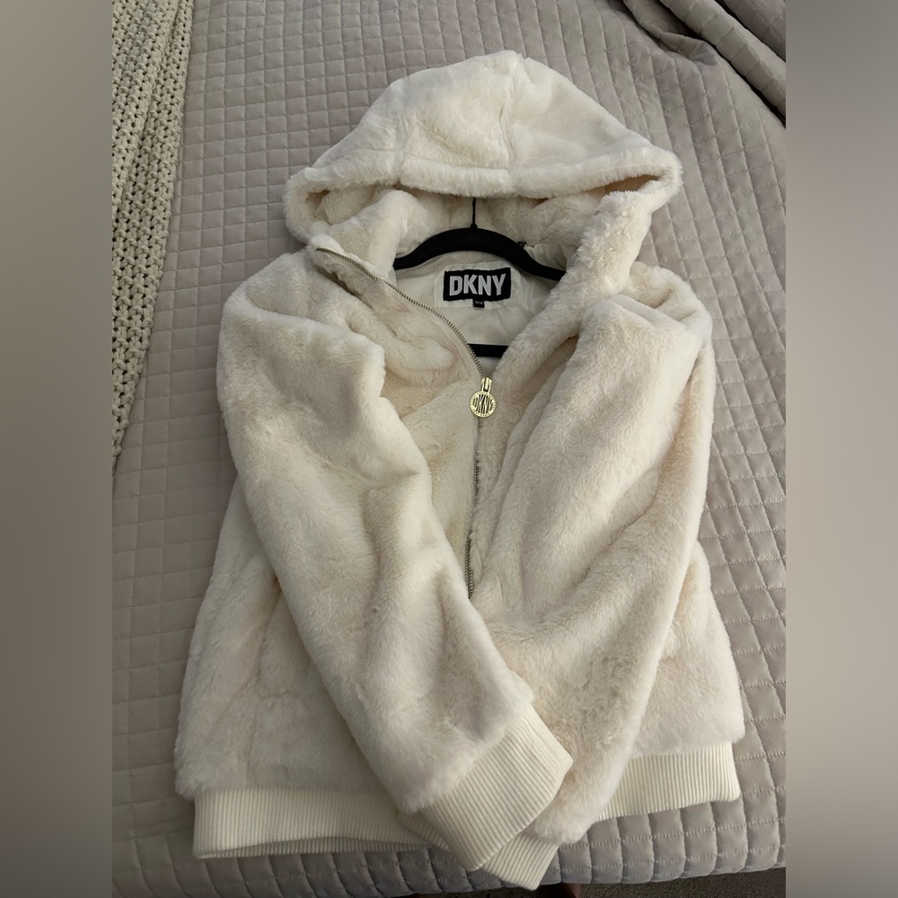 GIRLS DKNY FAUX FUR COAT